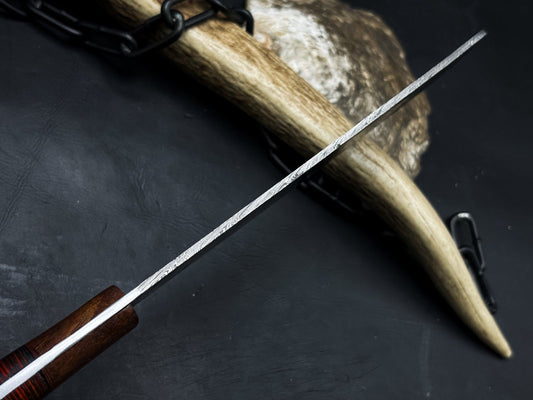 Handmade Damascus Steel Kitchen Chef Cleaver Knife – Wood Handle with Cowhide Sheath