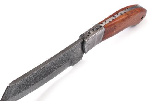 Heritage Forge 9 Inch Damascus Steel Bowie Cleaver Hunting Knife with Rosewood Handle