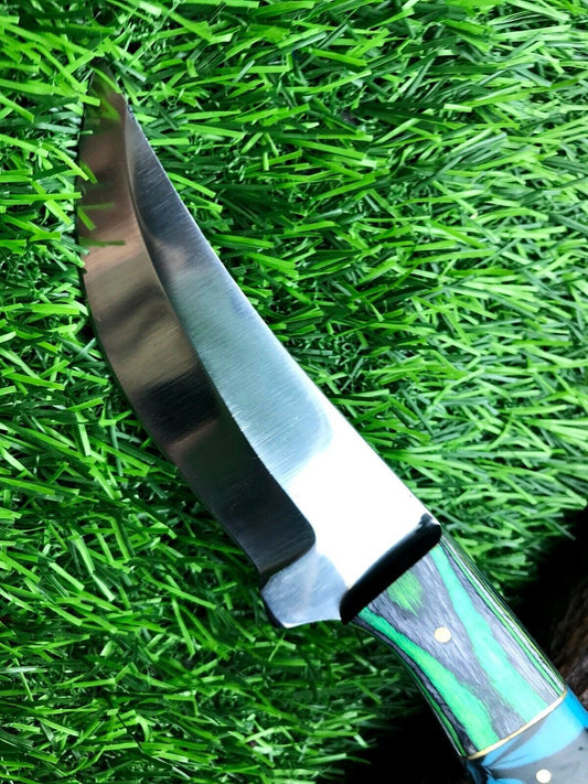 9" Handmade Stainless Steel Skinner Knife with Forged 5" Blade & Leather Sheath