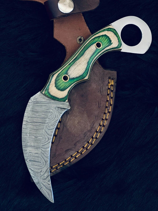 9" Damascus Karambit Knife Handmade Best Karambit Damascus Steel With Wood Handle