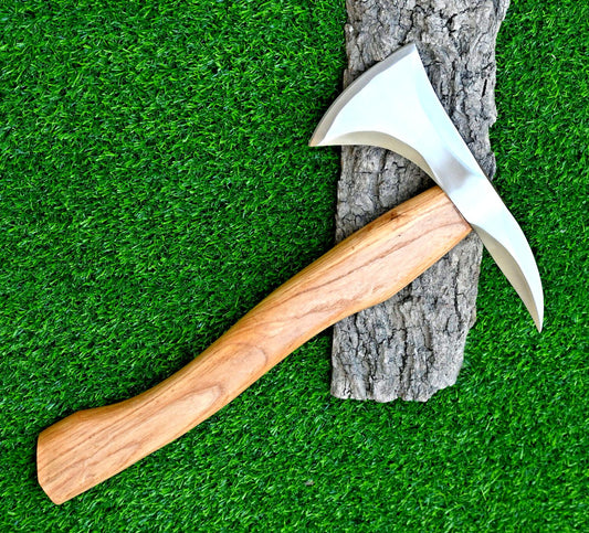 High Polish Tactical Viking Axe Hatchet – Hand Forged Carbon Steel with Sheath