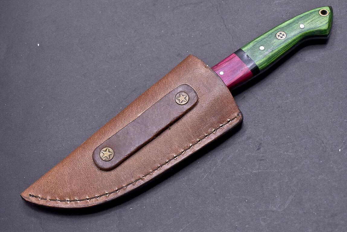 Custom Made Hand Forged Damascus Steel Chef Kitchen Knife with Wood Handle – Handmade Gift