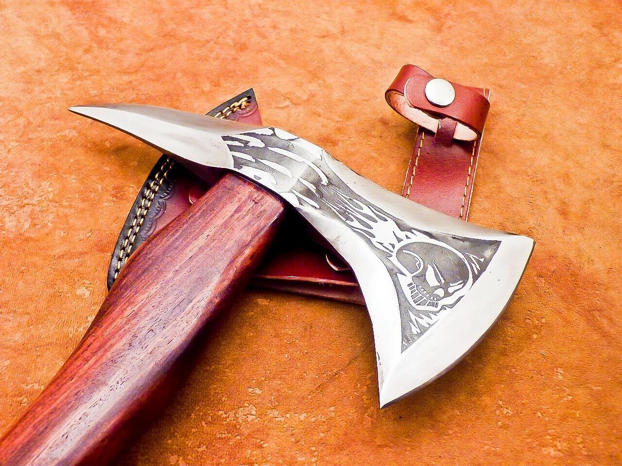 Hand Forged Carbon Steel Bearded Viking Tomahawk Axe 16 Inch Wooden Handle