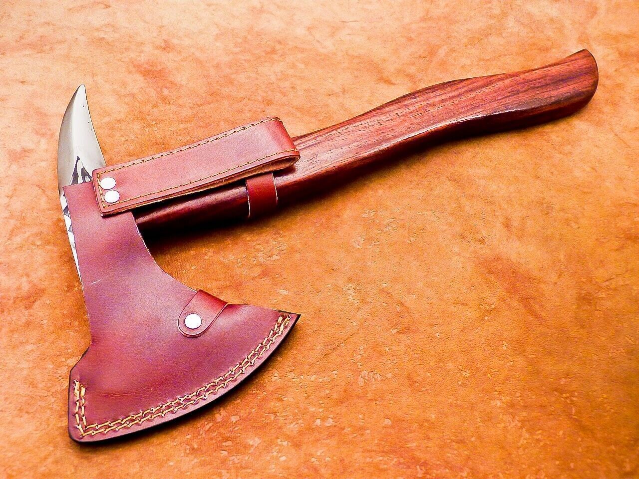 Hand Forged Carbon Steel Bearded Viking Tomahawk Axe 16 Inch Wooden Handle