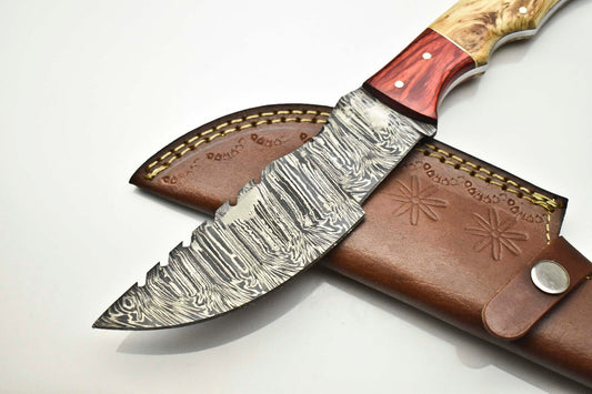 10.0" Handmade Damascus Steel Tracker Knife | Premium Hard Wood Handle
