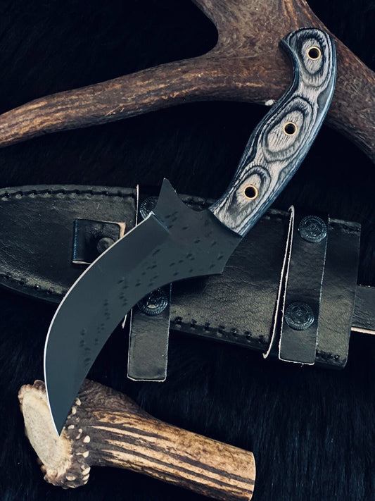 9 Inch D2 Steel Skinner Knife with Camel Bone and Wood Handle