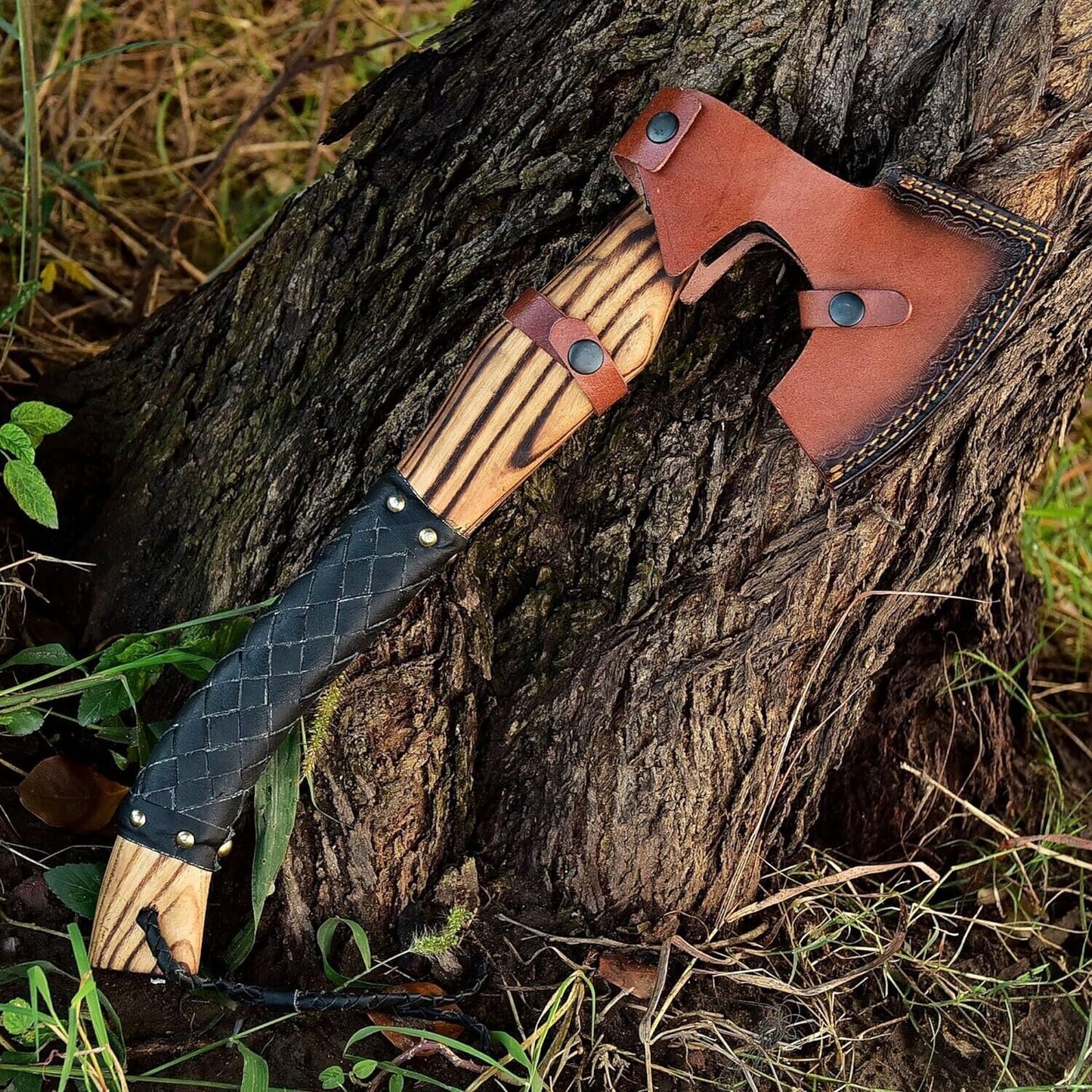 17.5 Inch Custom Handmade High Carbon Steel Axe Viking Axe With Ash Wood Handle & Sheath