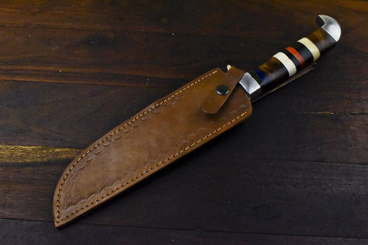 15" Damascus Steel Bowie Knife with Walnut Handle