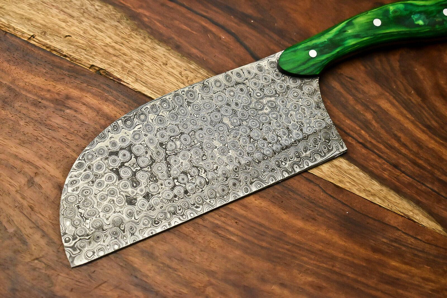 Handmade Damascus Steel Chef Knife – Full Tang Kitchen Chopper with Hardwood Handle