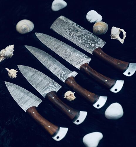 9/13" Custom Handmade Twist Damascus Steel Chef Set Kitchen Knives