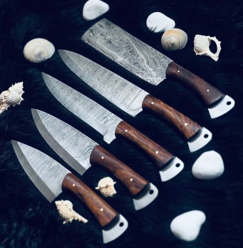 9/13" Custom Handmade Twist Damascus Steel Chef Set Kitchen Knives