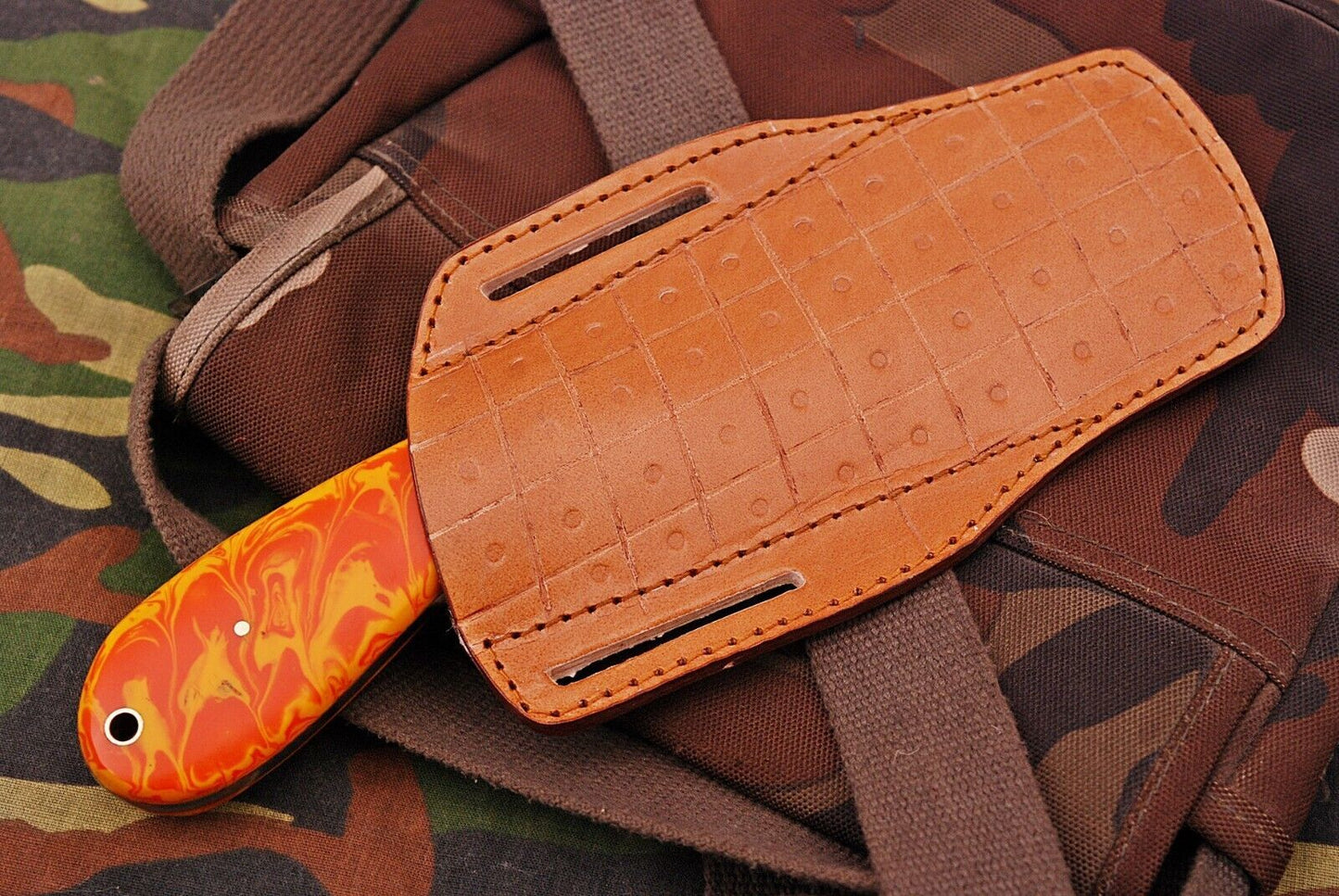 Hand Forged Damascus Steel Bull Cutter Knife Custom Cowboy Bull Knife with Resin Handle
