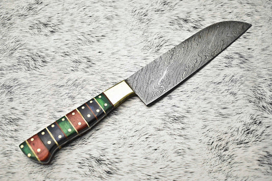Cutlery Salvation Handmade Damascus Steel Full Tang Kitchen Chef Knife – 12" Blade, Oil Tempered 58-60 HRC, Sharpened at 20°