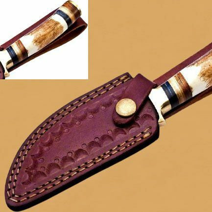 10" Heritage Forge Damascus Bowie Knife | Deer Antler Handle