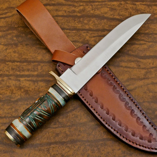 Custom Handmade 12 Inch D2 Steel Blade Hunting Bowie Camping Knife – Full Tang Survival Knife