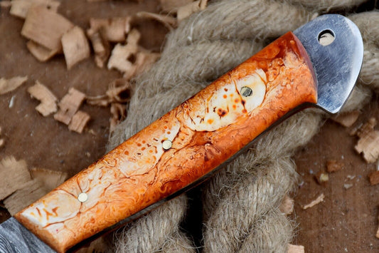 Hand Forged Damascus Steel Custom Chef Knife – 9" Kitchen Full Tang with Leather Sheath