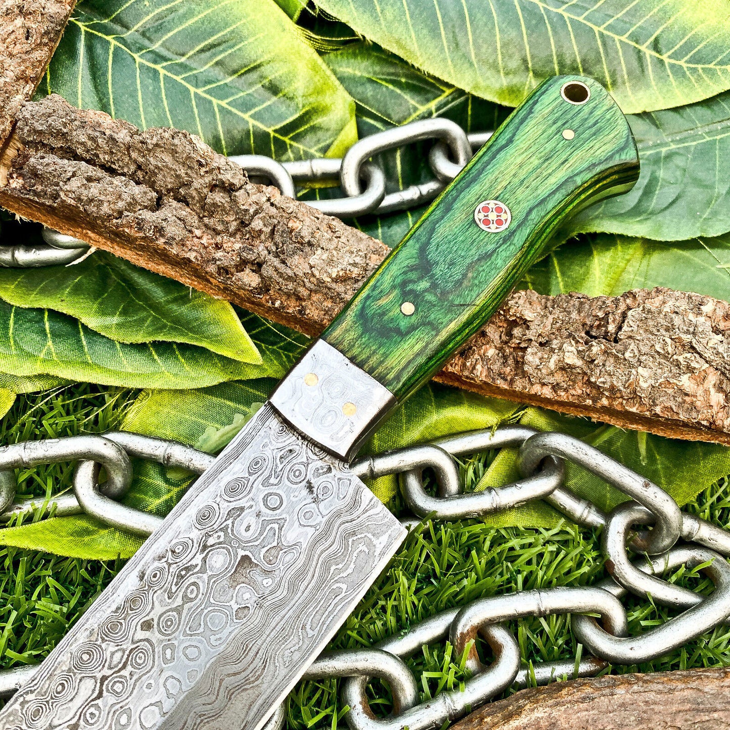 12” Custom Handmade Damascus Steel Full Tang Chef Knife – Hardwood Handle