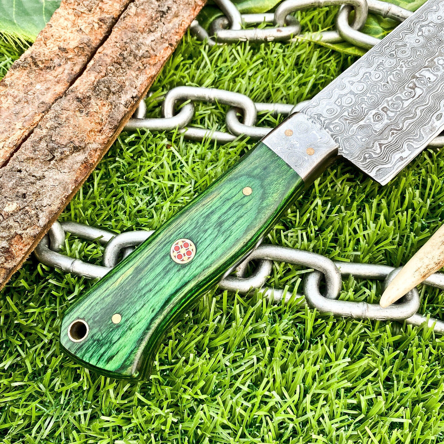 12” Custom Handmade Damascus Steel Full Tang Chef Knife – Hardwood Handle