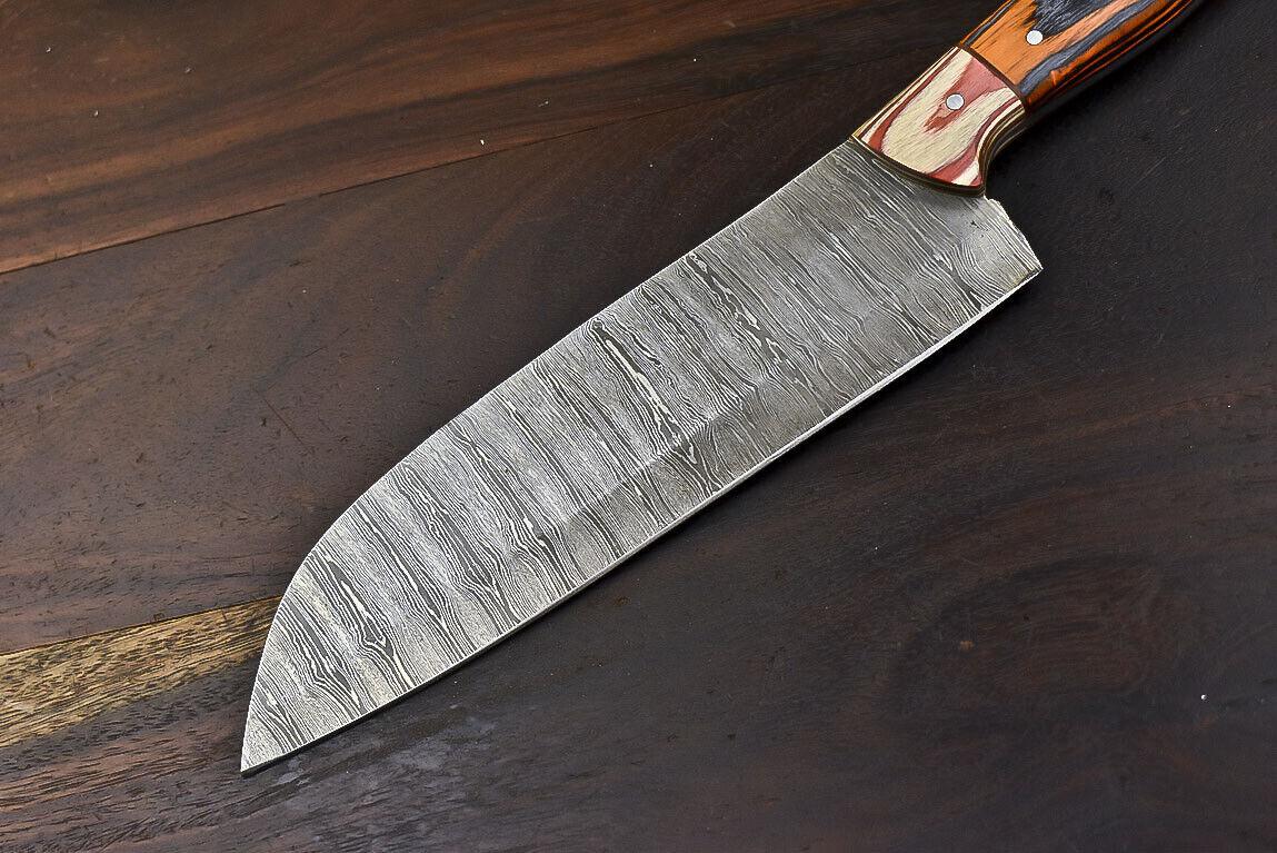 Handmade Wildlife Damascus Steel Chef Knife | 12.2" Full Tang Hunting & Kitchen Knife with Hardwood Handle