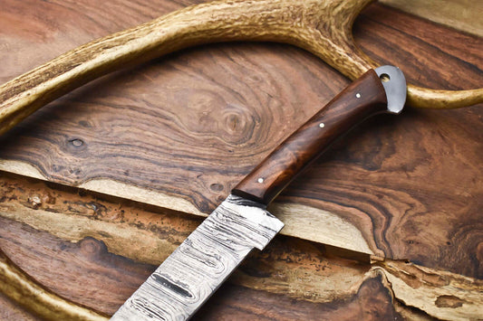 12" Hand Forged Damascus Steel Kitchen Chef Knife – Full Tang, Handmade Blade