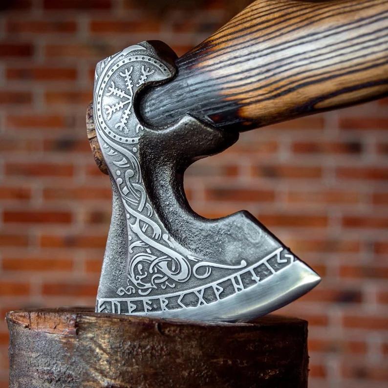 Handmade Viking Axe Bearded Hatchet Battle Axe Hand Forged Carbon Steel
