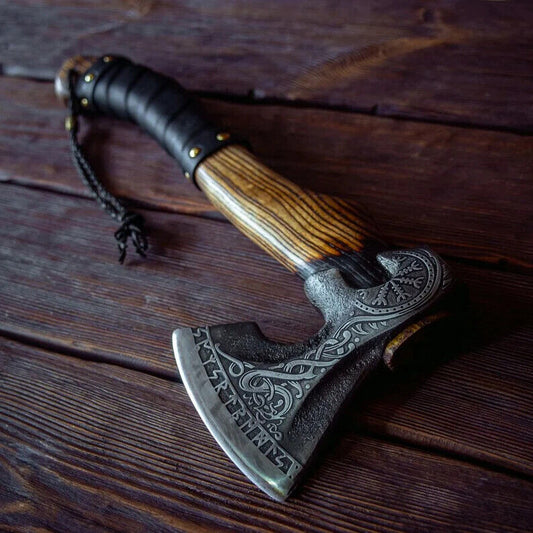 Handmade Viking Axe Bearded Hatchet Battle Axe Hand Forged Carbon Steel