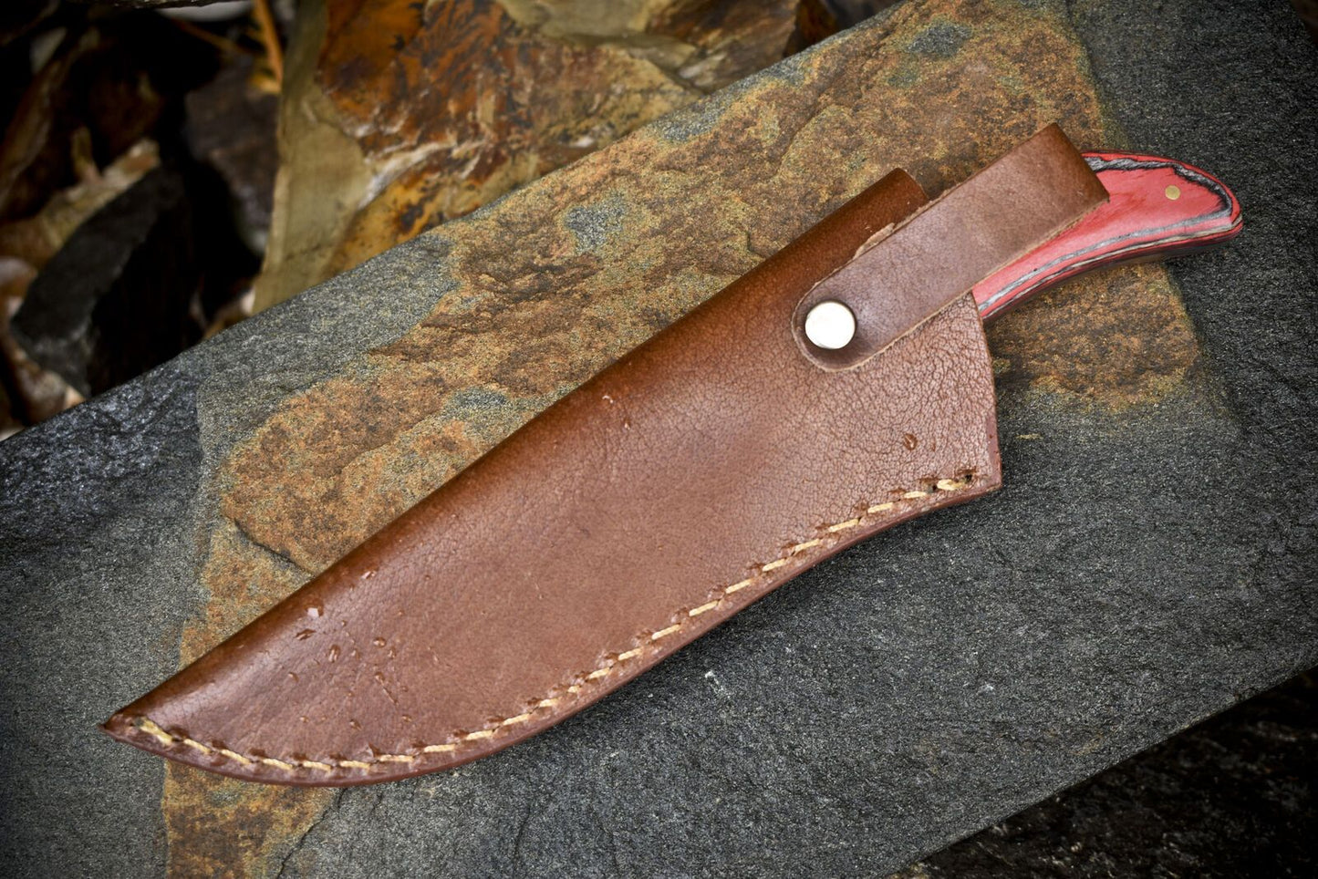 Twist Damascus Skinner Knife with Hard Wood Handle | Custom Handmade Outdoor Hunting Knife