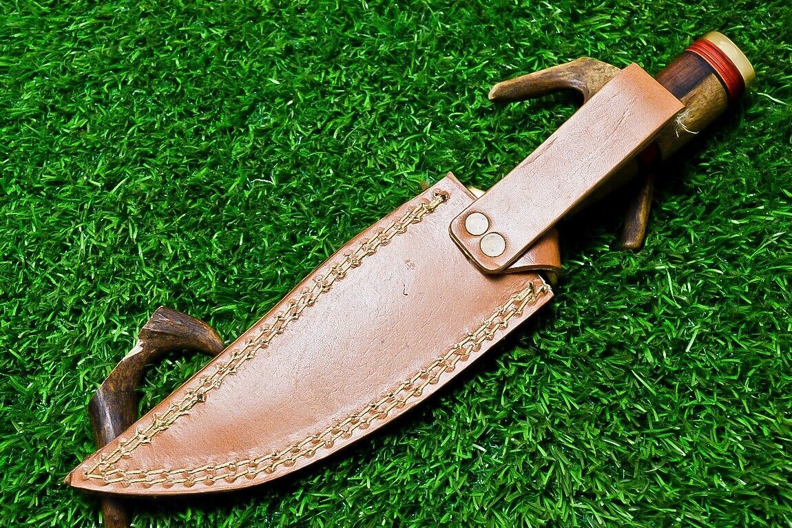 10" Handmade Damascus Steel Bowie Knife | Natural Wood Handle