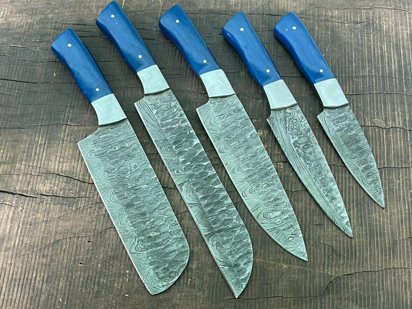 EVEREST 5 PCS Handmade Damascus Steel Chef Knife Set | Cutco Japanese Style Kitchen Knives