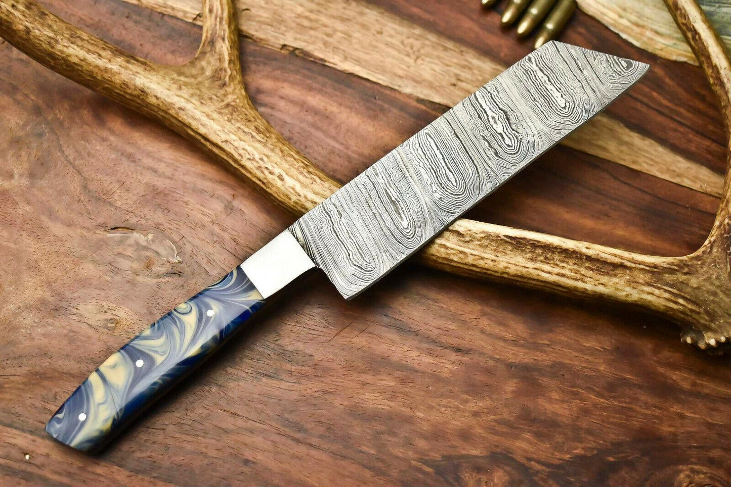 Hand Made Damascus Steel Blade Chef Knife | Corian Handle