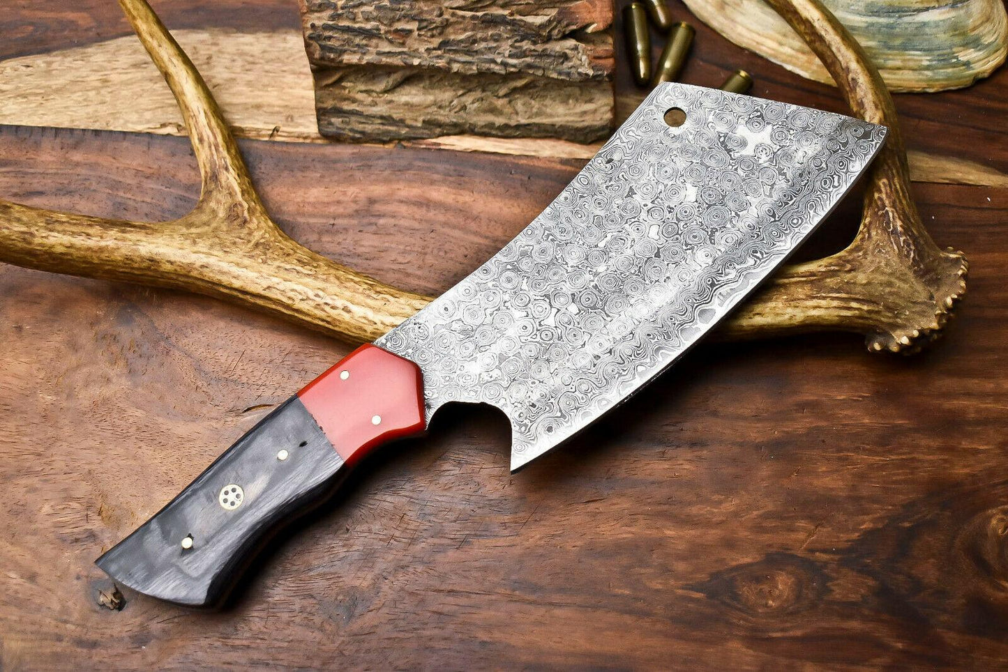 Custom Hand Made Damascus Steel Chef Chopper Knife – Full Tang Kitchen Knife