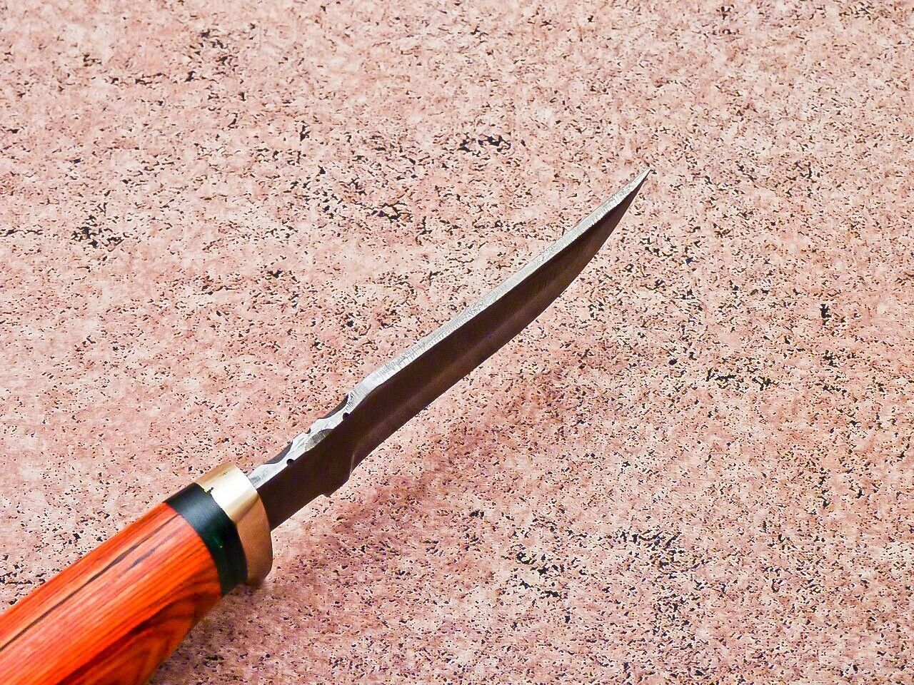 Custom Handmade Damascus Blade Camping Hunting Skinner Knife w/ Leather Sheath