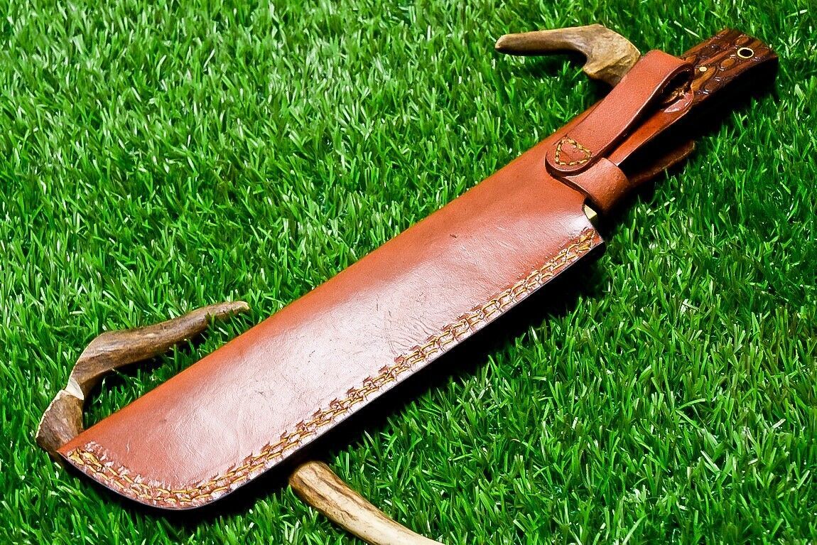 11 Inch Damascus Steel Bowie Knife with Natural Wood Handle