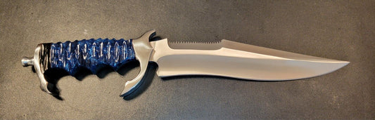 12 Inch Custom D2 Steel Hunting Bowie Knife with Resin Handle & Leather Sheath