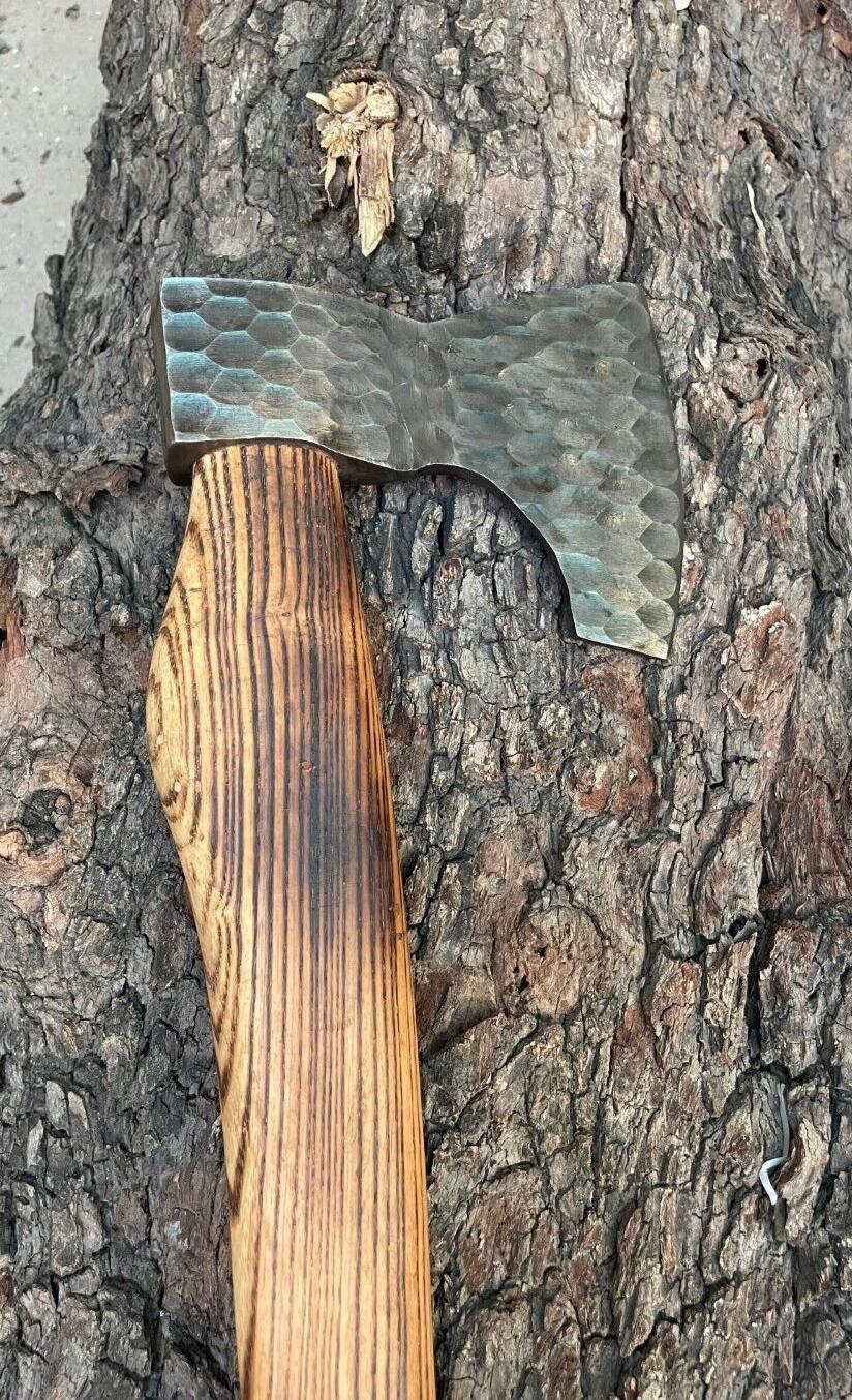 Custom Forged Viking Bushcraft Camping Axe High Carbon Steel with Leather Cover