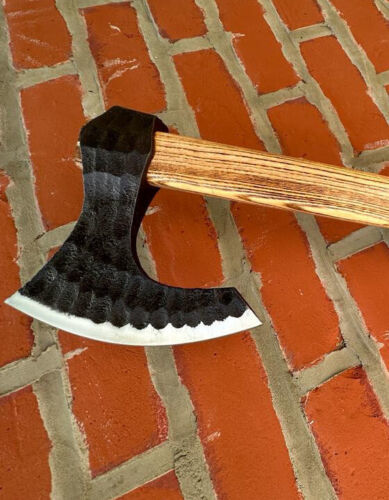 Handmade High Carbon Steel Viking Hatchet Tomahawk Axe with Rosewood Handle and Leather Sheath