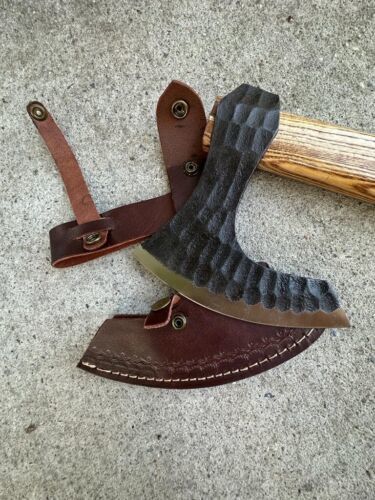 Handmade High Carbon Steel Viking Hatchet Tomahawk Axe with Rosewood Handle and Leather Sheath