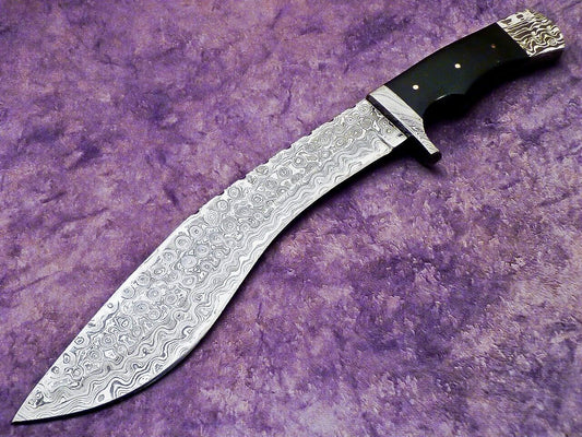 16 Inch Handmade Damascus Kukri Hunting Knife with Micarta Handle