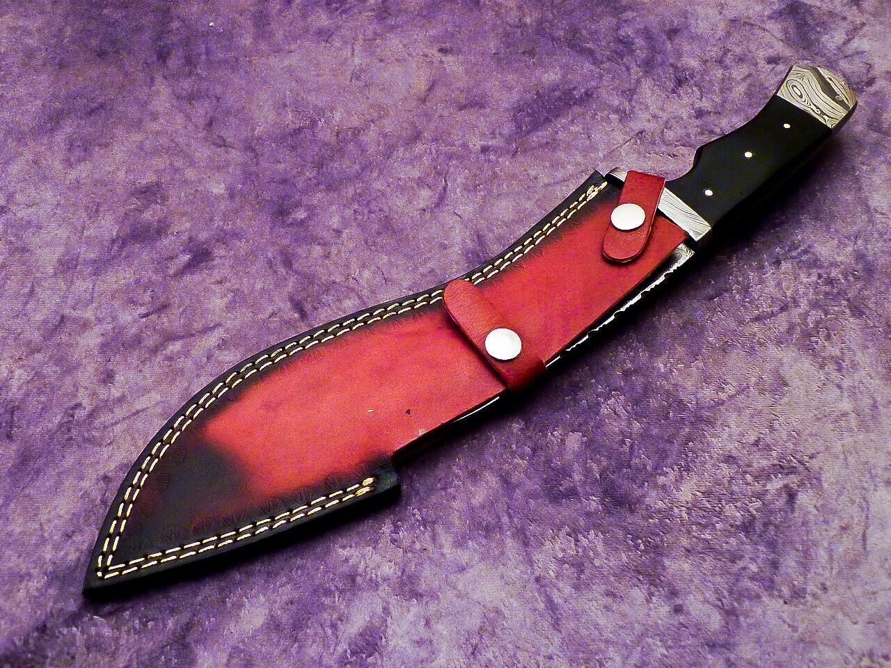 16 Inch Handmade Damascus Kukri Hunting Knife with Micarta Handle