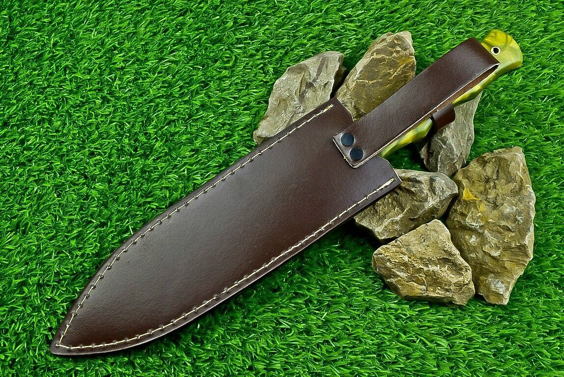 Heritage Forge 14.5 Inch Damascus Steel Hunting Dagger Bowie Knife with Resin Handle