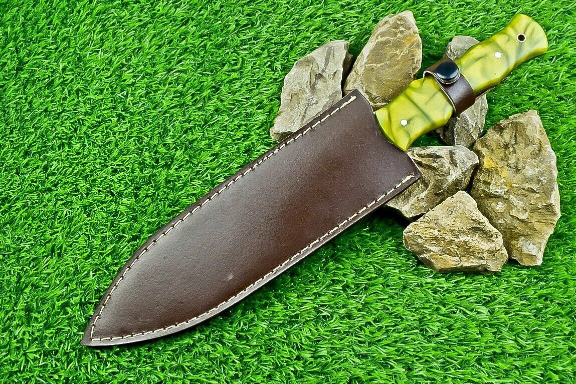 Heritage Forge 14.5 Inch Damascus Steel Hunting Dagger Bowie Knife with Resin Handle