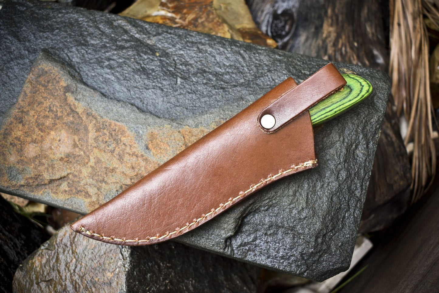 Handmade Damascus Skinner Knife Twist Pattern Hardwood Micarta Bolster Gift