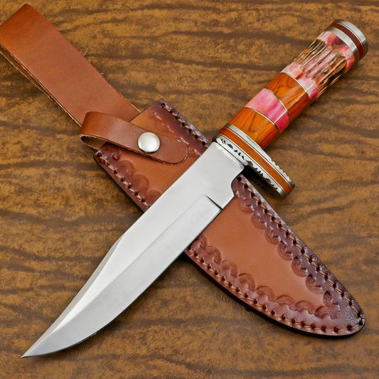Handmade D2 Steel Hunting Bowie Knife | Outdoor Full Tang Fixed Blade