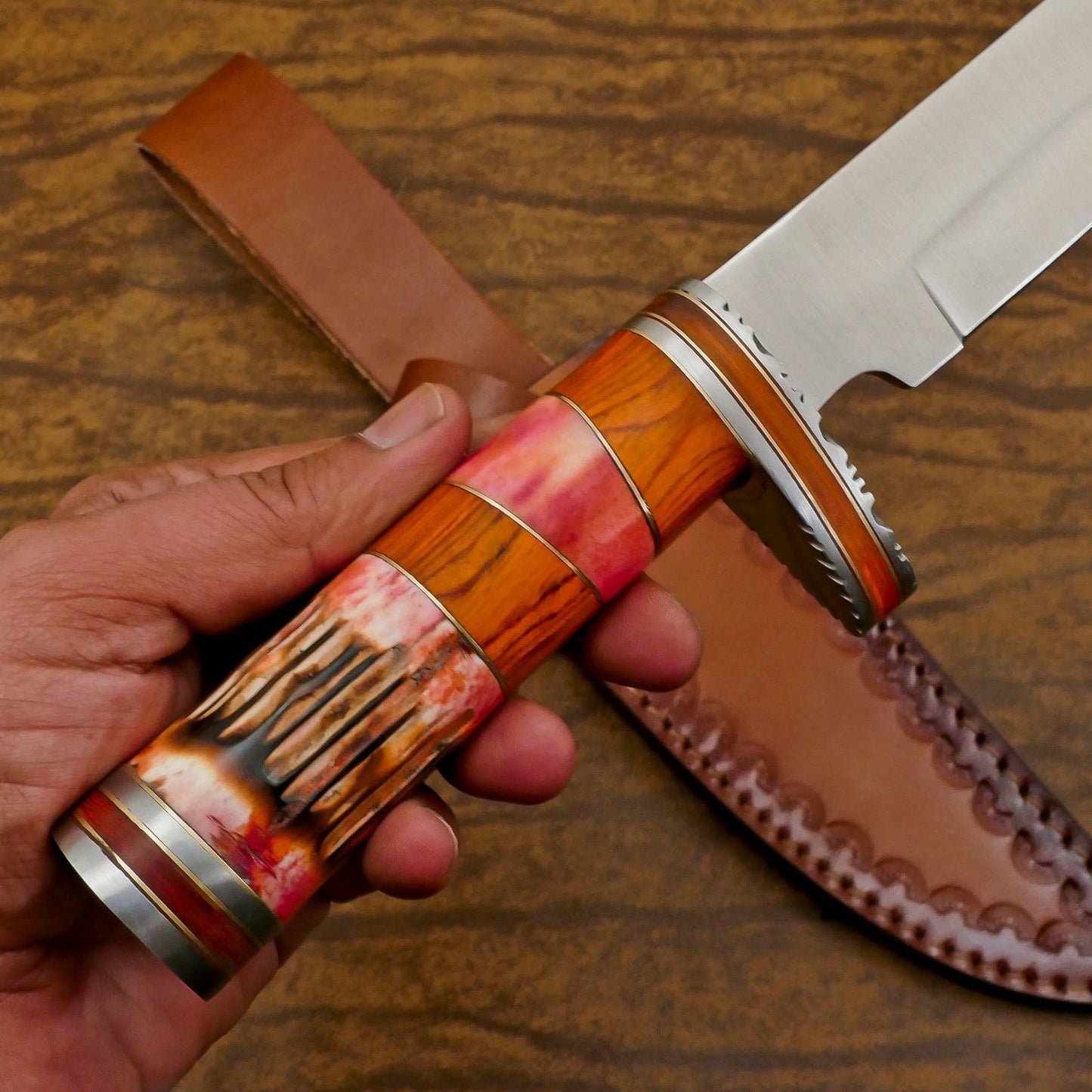 Handmade D2 Steel Hunting Bowie Knife | Outdoor Full Tang Fixed Blade