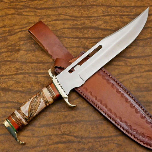Custom Handmade D2 Steel Bowie Knife | 13" Hunting & Outdoor Fixed Blade