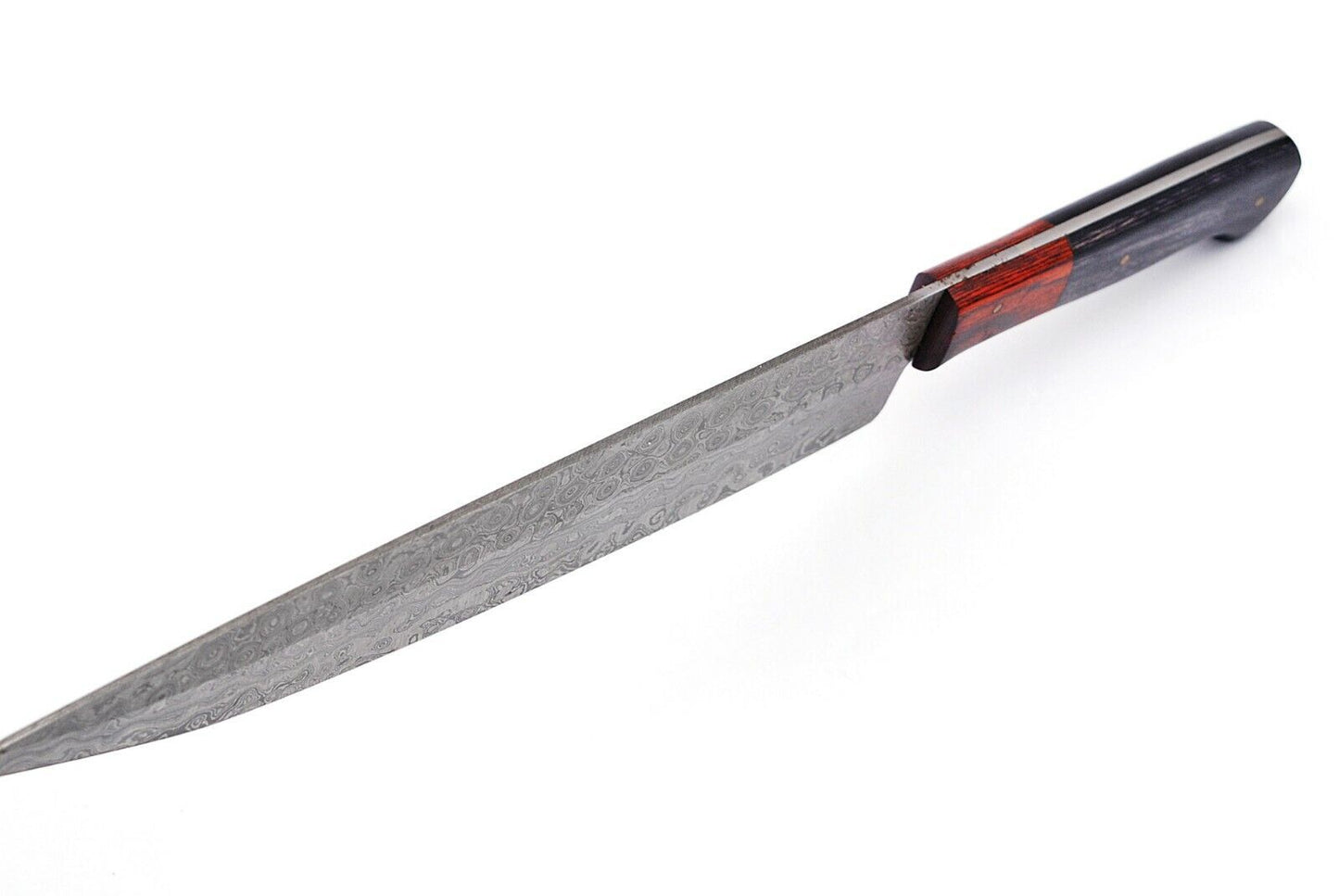 15" Handmade Damascus Steel Chef Knife – Custom Kitchen Knife with 10" Blade & Color Wood Handle