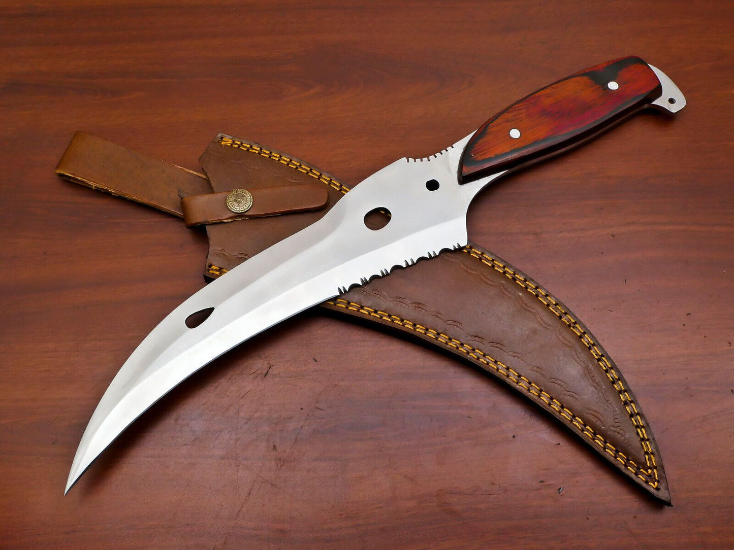 Sentinel 12-Inch D2 Steel Full Tang Bowie Hunting Knife with Premium Wood Handle