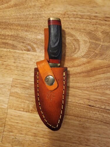 Heritage Forge Custom Twist Damascus Skinner Knife with Hardwood Handle – Handmade Hunting Knife