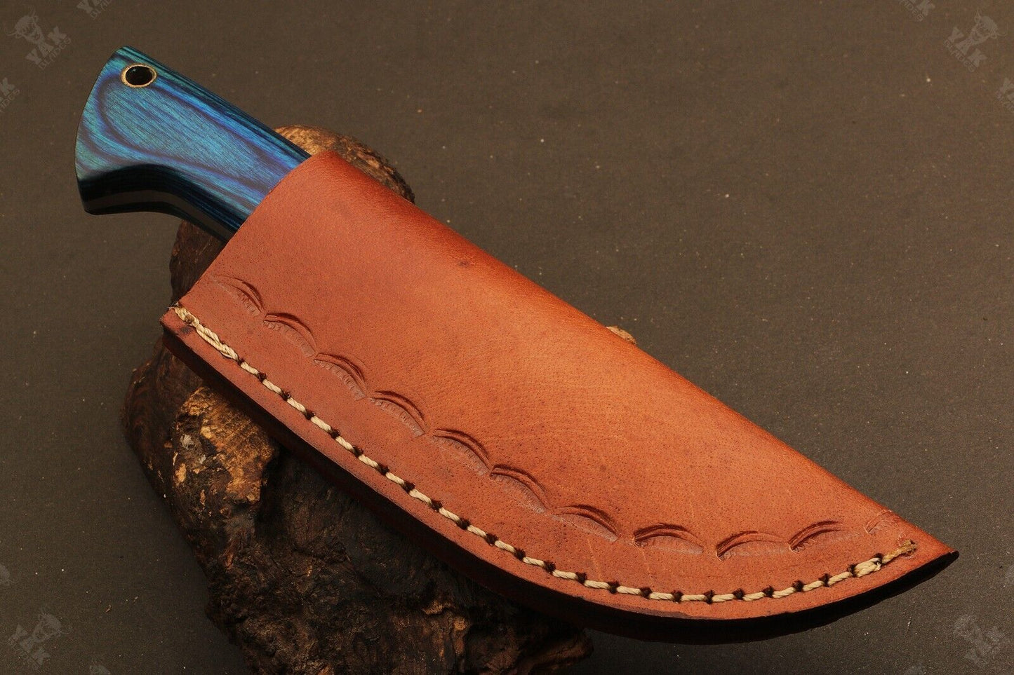 Heritage Forge TwistEdge 7 Inch Damascus Skinner Knife with Wood Handle