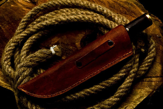 9" Handmade D2 Steel Skinner Knife | Walnut Wood Handle Full Tang Hunting EDC + Sheath